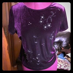 Vintage purple velvet crop top